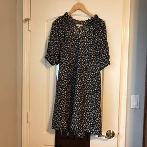 Rebecca Taylor black floral short sleeve dress